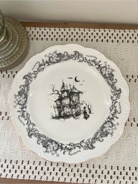 Haunted Manor Decorative Salad Plate - Black and White